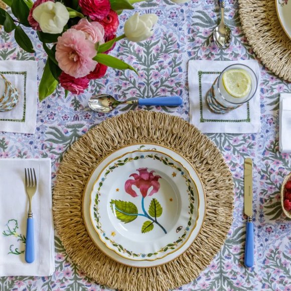 Julia Amory Mughal Jardin 120" Round Tablecloth - Picture 4 of 5